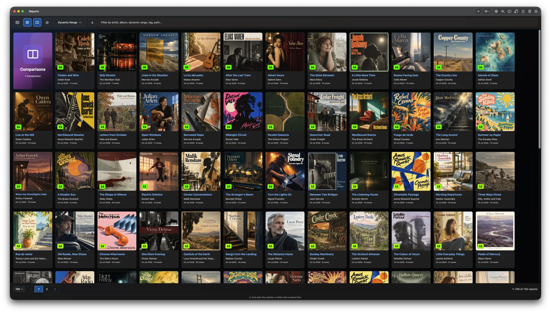 AudioGrade report library in cover view